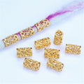 Tube Metal Beads 15mm Vintage Hollowed-Out Zinc Alloy 2pcs 5