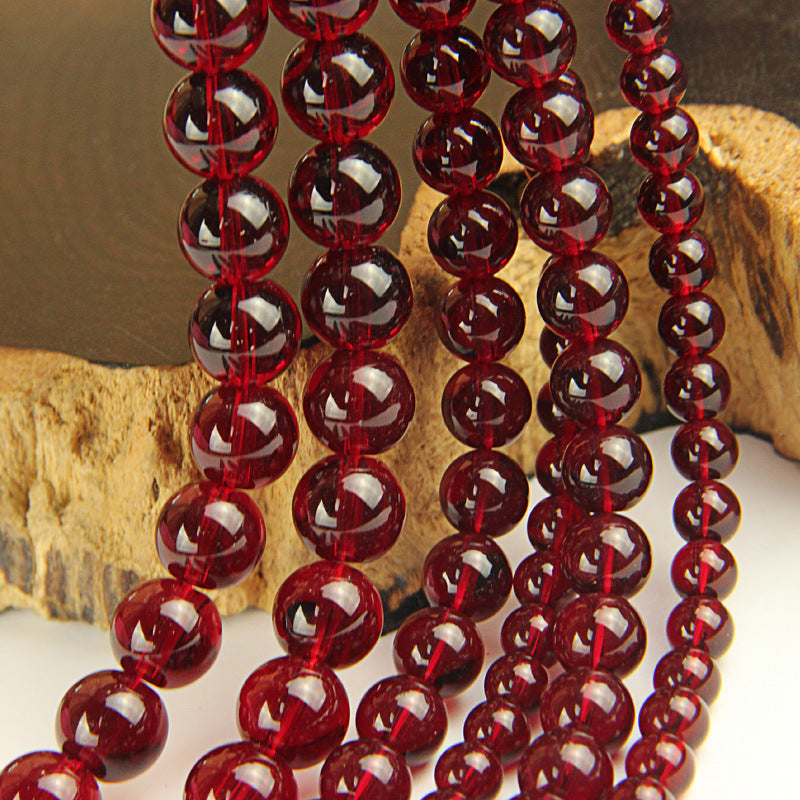 Transparent Round Glass Beads 6-12mm Wine Red Imitating Pomegranate 2
