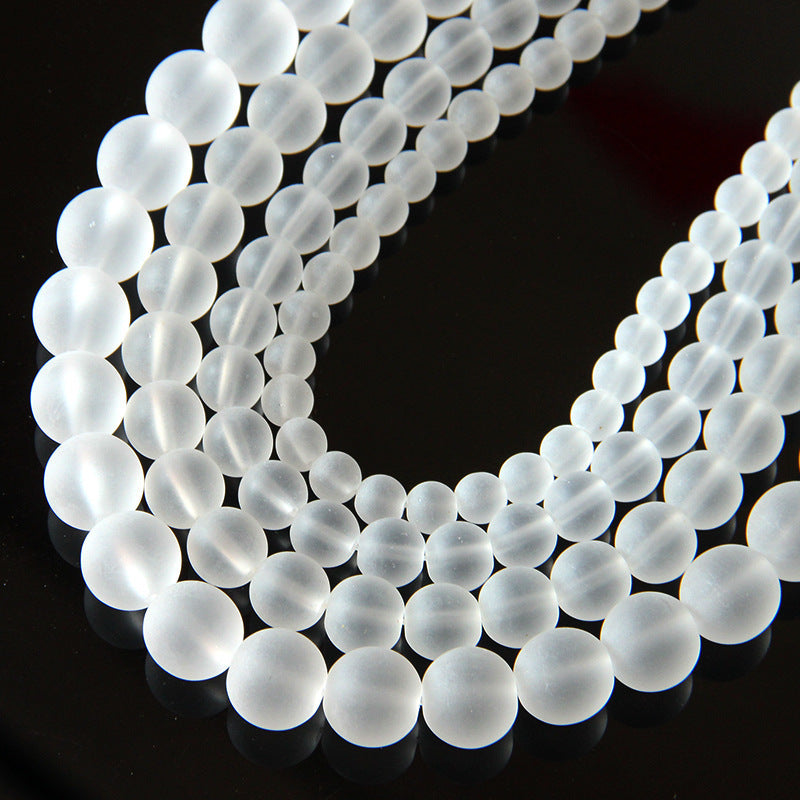 Frosted Transparent Glass Beads 4-12mm White Frosted Smooth Finish 2