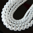 Frosted Transparent Glass Beads 4-12mm White Frosted Smooth Finish 2