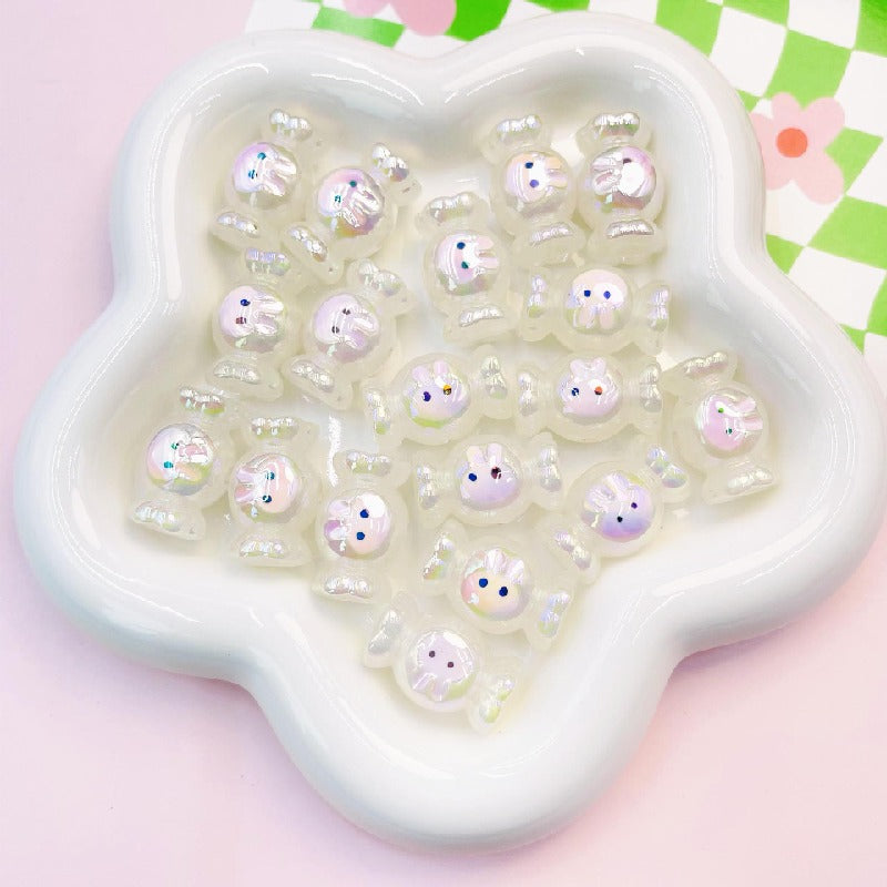 Candy Rabbit Acrylic Beads 15x25mm Pastel Pearl Finish 10pcs 4