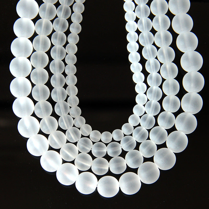 Frosted Transparent Glass Beads 4-12mm White Frosted Smooth Finish