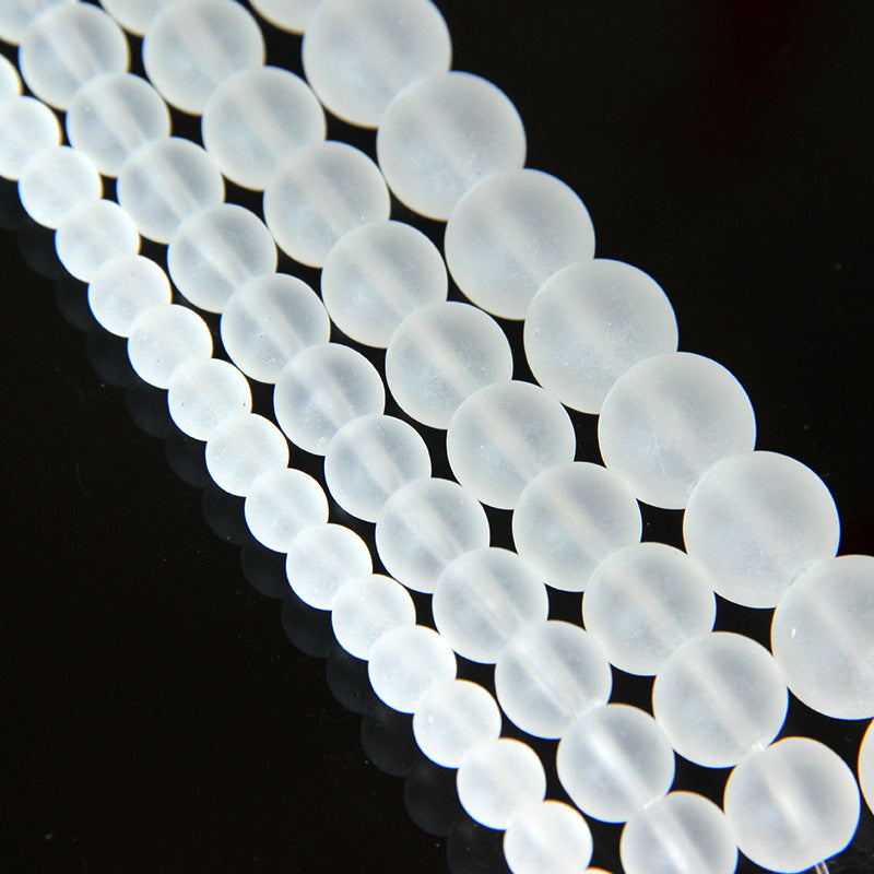 Frosted Transparent Glass Beads 4-12mm White Frosted Smooth Finish 3