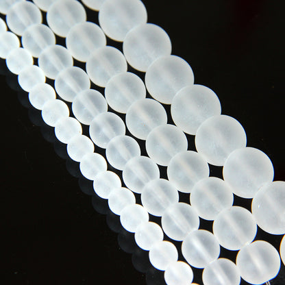 Frosted Transparent Glass Beads 4-12mm White Frosted Smooth Finish 3