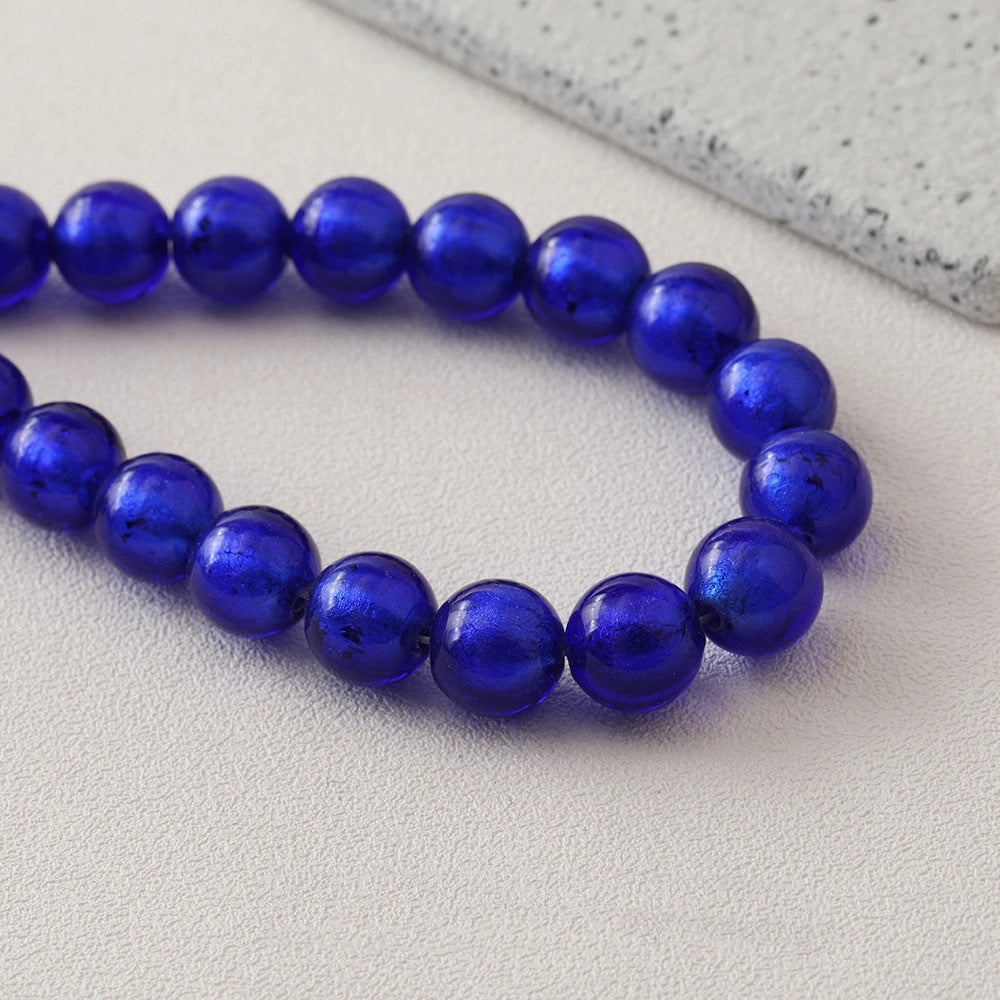 Lampwork Glass Beads Round Wrinkle Silver Foil Filled 8mm 12mm 5pcs 11