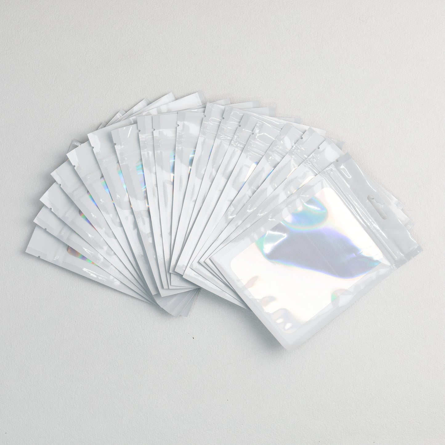 Zip Lock Bags 10.5x15cm Holographic PE Plastic Clear Window 50pcs