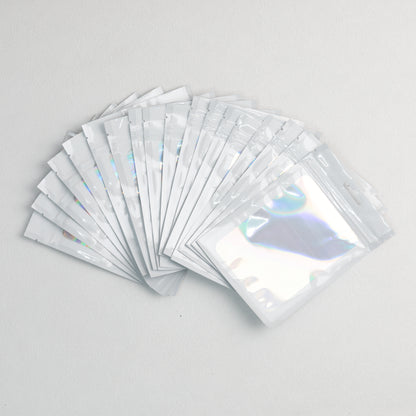 Zip Lock Bags 10.5x15cm Holographic PE Plastic Clear Window 50pcs