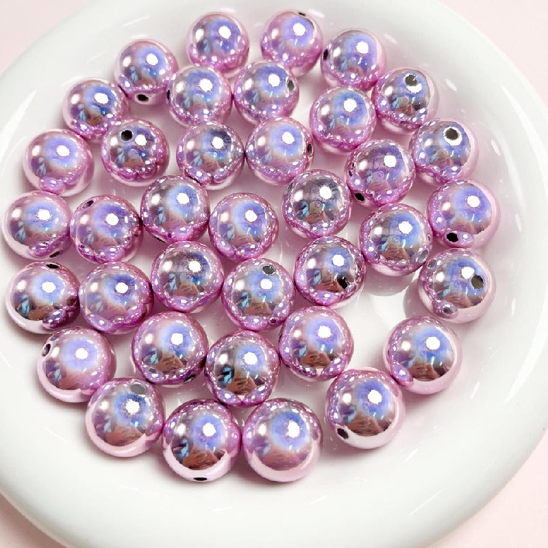 Laser Round Acrylic Beads 16mm Iridescent Glossy Colors 10pcs 4