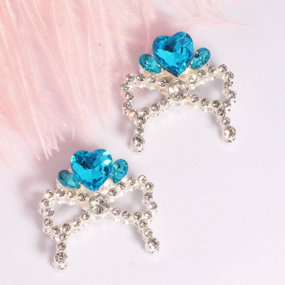 Alloy Crystal Bow Knot Heart Shape Beads 23mm 5pcs 10