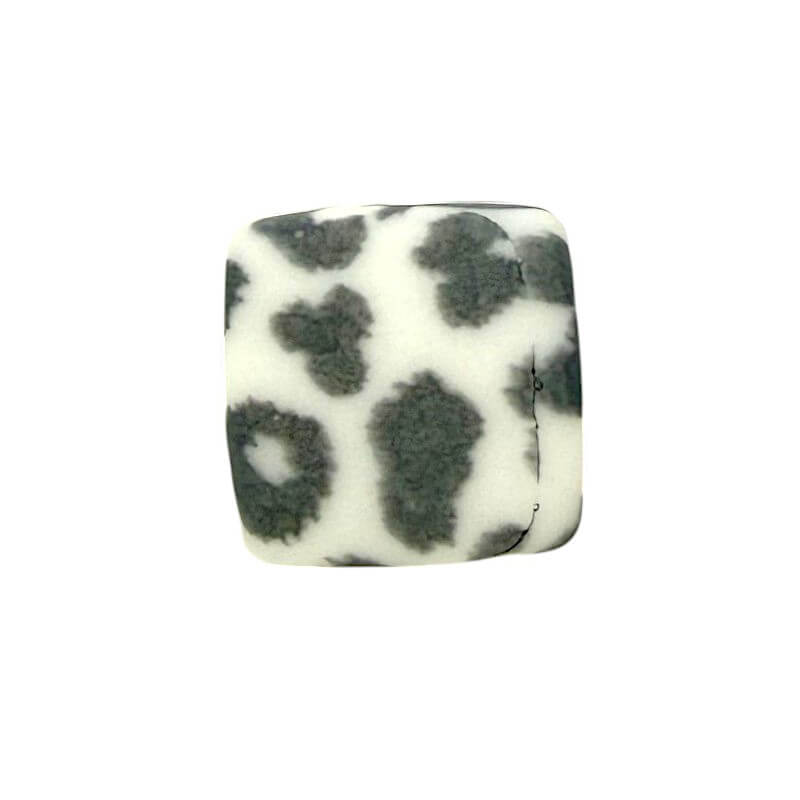 13.5mm Square Silicone Beads Printed Designs Mix 50pcs 2