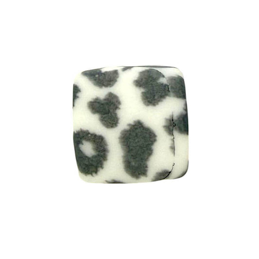 13.5mm Square Silicone Beads Printed Designs Mix 50pcs 2