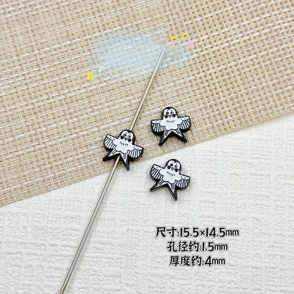 Baking Painted Poker Metal Beads 15mm Colorful Whimsical Design 10pcs 12