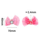 Sequin Mesh Bow Acrylic Beads 48x70mm with Rhinestone Center 10pcs 2