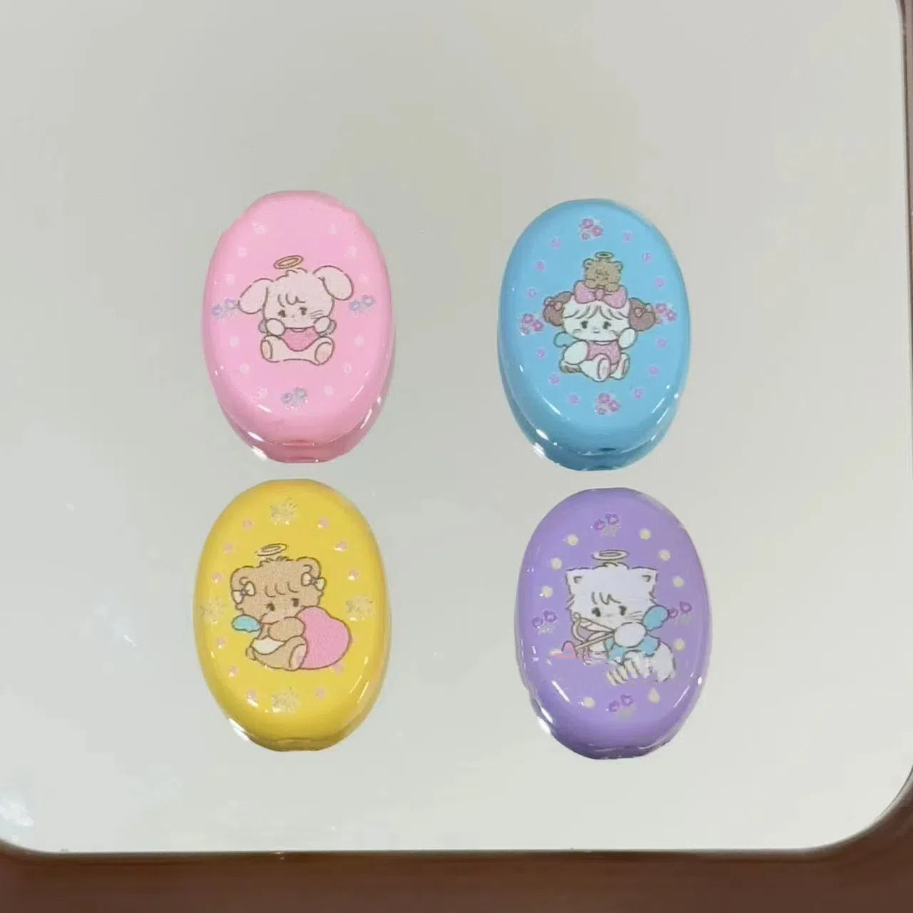 Oval Acrylic Beads 23mm Cartoon Kite Pattern Pastel Colors 10pcs