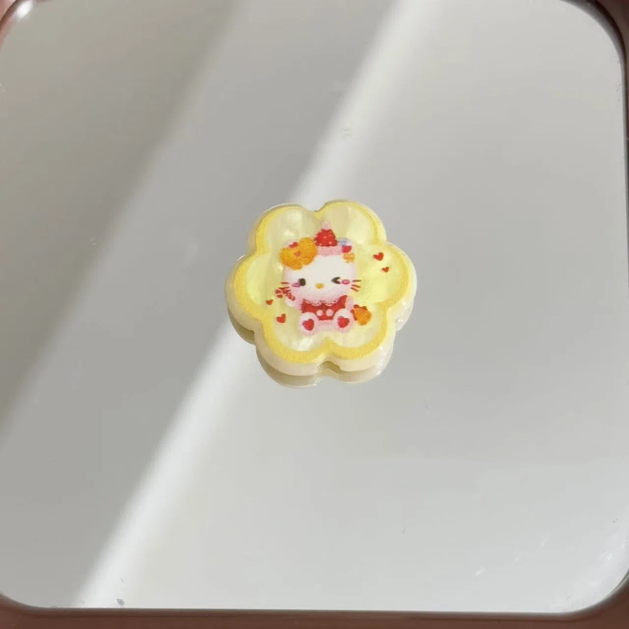 Flower Acrylic Beads 25mm Hello Kitty Pattern Pastel Colors 10pcs 7