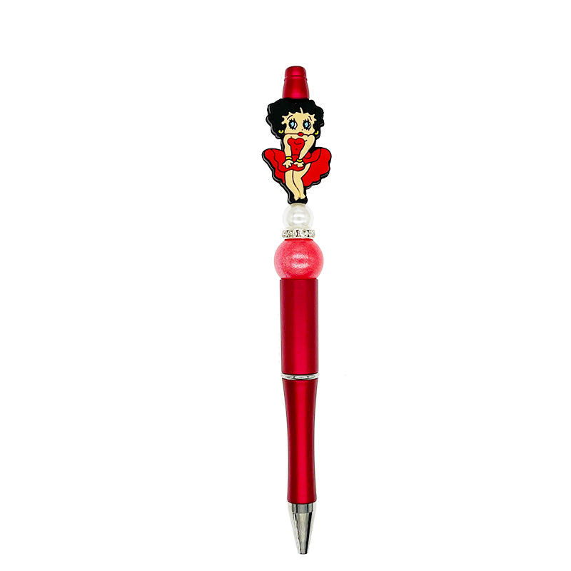 Silicone Focal Beads Betty Boop Flirty Pose Red Dress 20pcs 2
