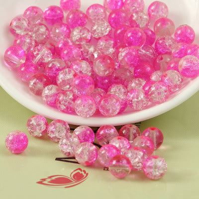 Crackle Glass Beads Round 10mm Dual Color Mixed 80pcs 7