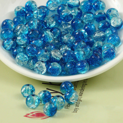 Crackle Glass Beads Round 10mm Dual Color Mixed 80pcs 9
