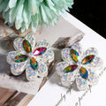 Alloy Clover Rhinestone Beads 30mm Fancy Decorative Charms 3pcs 6