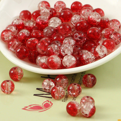 Crackle Glass Beads Round 10mm Dual Color Mixed 80pcs 5