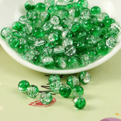 Crackle Glass Beads Round 10mm Dual Color Mixed 80pcs 13