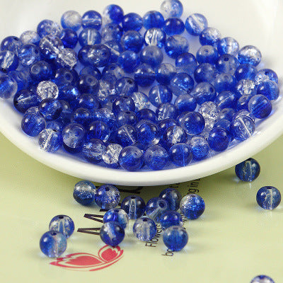 Crackle Glass Beads Round 10mm Dual Color Mixed 80pcs 8