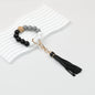 Tassel Wooden Beaded Keychain with PU Leather Tassel 23x10cm