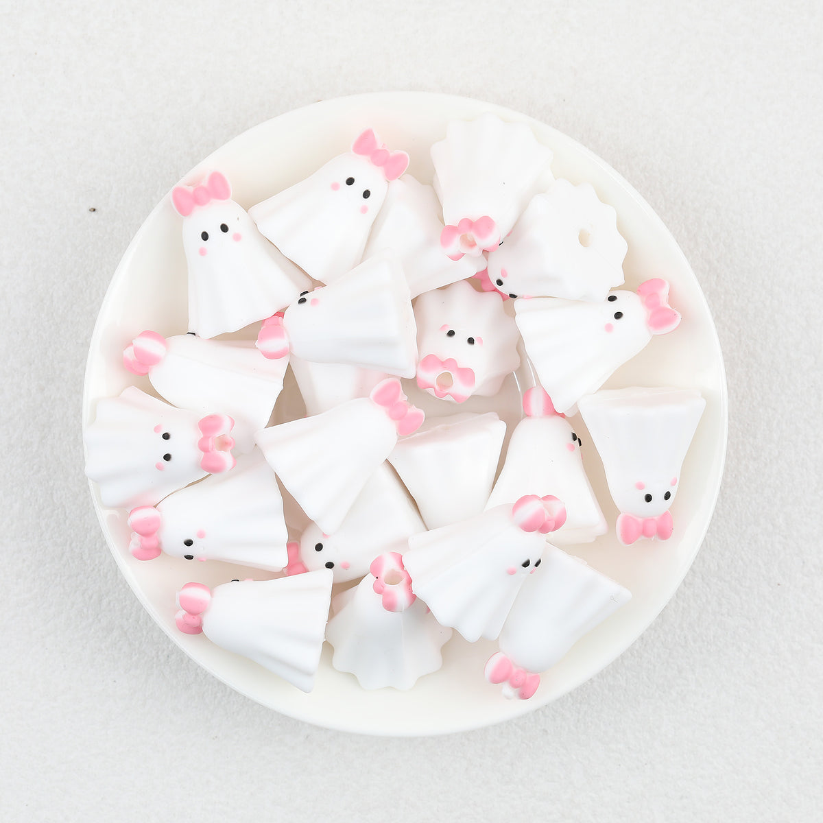  3D Halloween Bow Ghost Silicone Focal Beads 20Pcs 3