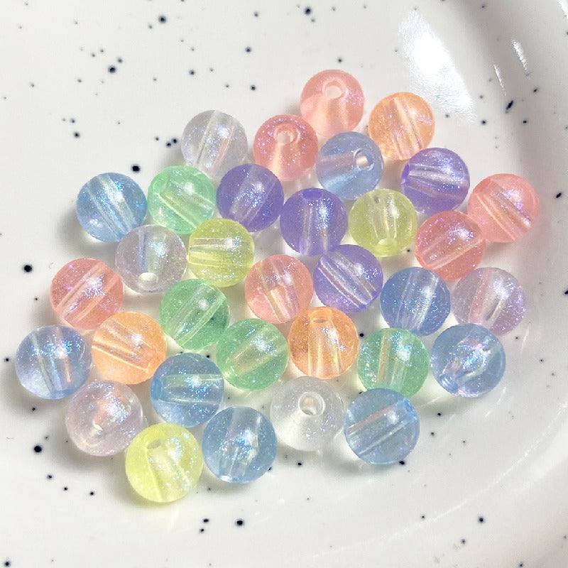 Colored Round Acrylic Beads 8mm Pastel Glossy Shimmer 100pcs