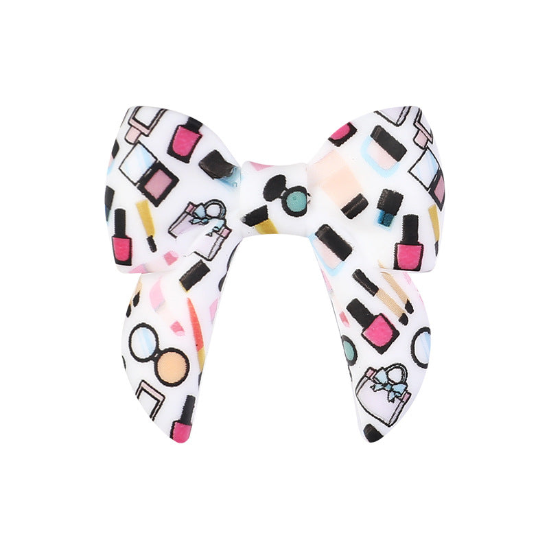 10pcs 3D Bow Printed Silicone Focal Beads