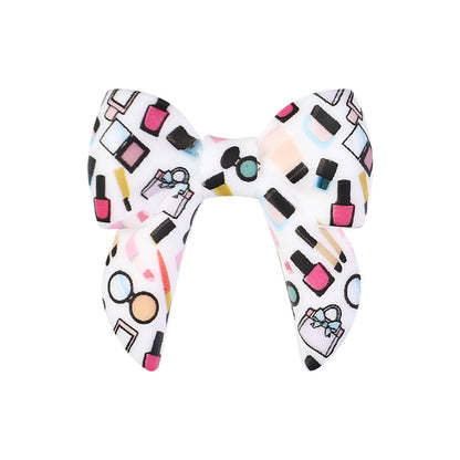 10pcs 3D Bow Printed Silicone Focal Beads