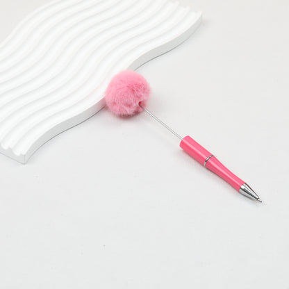 Beadable Pen Plush Pom-pom Colorful Ballpoint