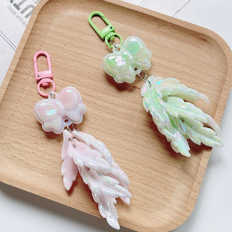 Acrylic Feather Keychain Iridescent Pastel Butterfly Charm 3