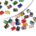Millefiori Cylindrical Glass Beads 13mm Swirling Floral Patterns 10pcs