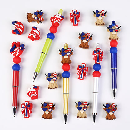 Silicone 3D USA Independence Day Focal Beads Patriotic Symbols 20pcs 6