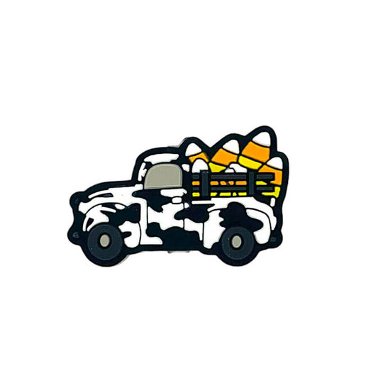 Silicone Focal Beads Cow Print Vintage Truck Holding Candy Corn 1 pcs