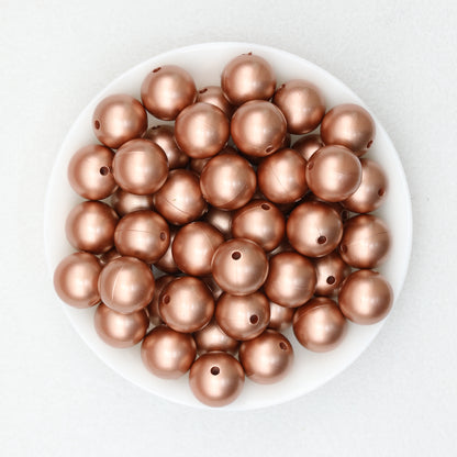 Metallic 15mm Round Silicone Beads 50pcs 4