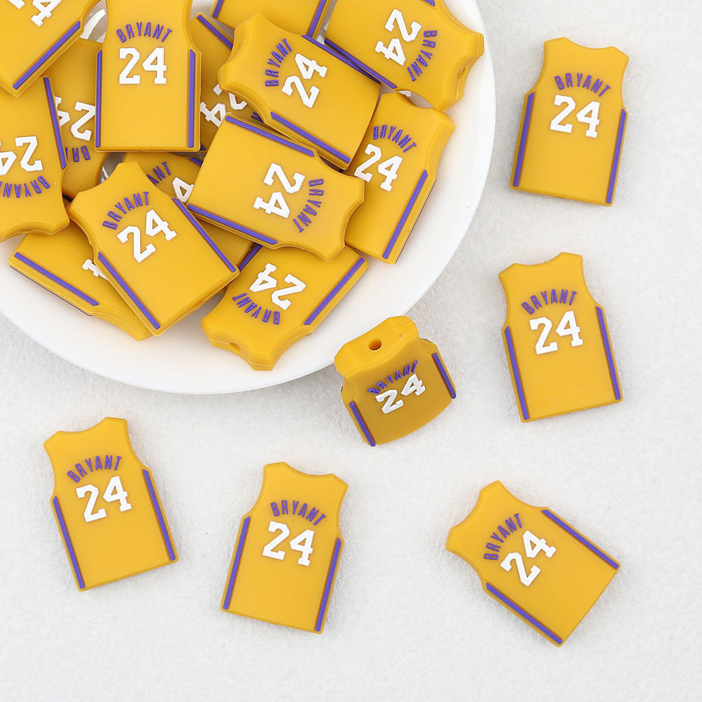 Basketball Jersey 24 Number Silicone Focal Beads 20pcs
