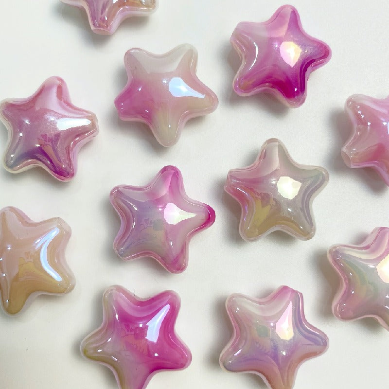 UV Finish Gradient Star Acrylic Beads 22x10mm Multicolor Pastel 50pcs 6