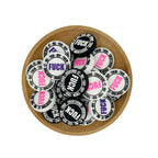 Silicone Focal Beads Bold Text Circular FUCK Edgy Style 20pcs 5
