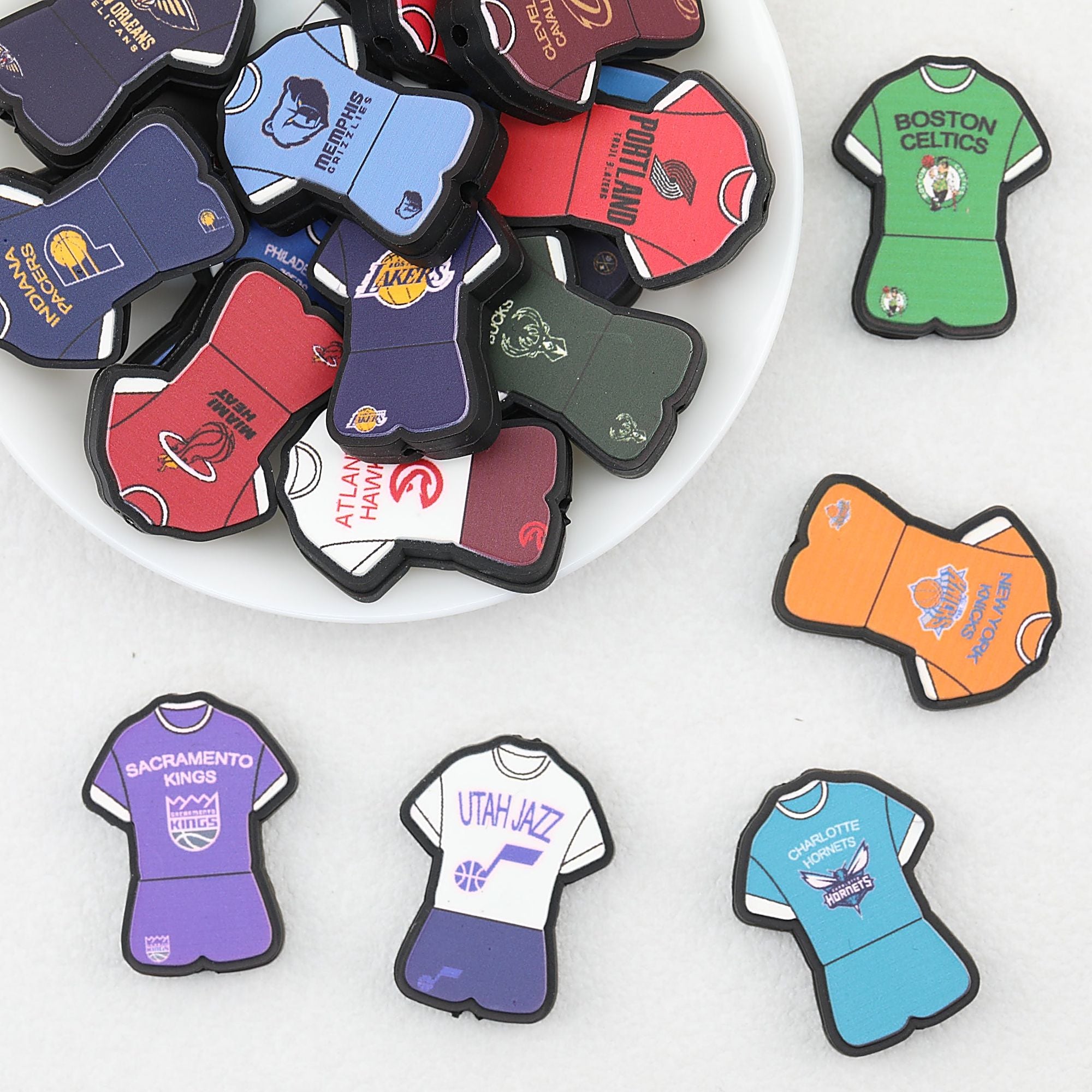 Sports Jersey Silicone Beads Basketball Team Uniform Printed 20pcs