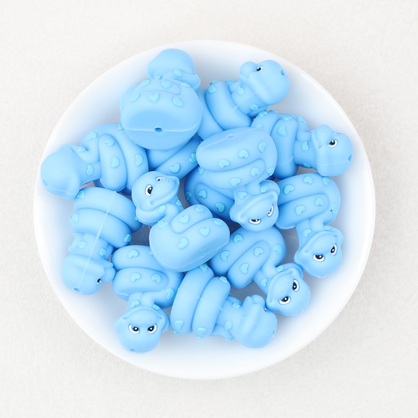 3D Blue Snake Silicone Focal Beads with Heart Details 20pcs 2