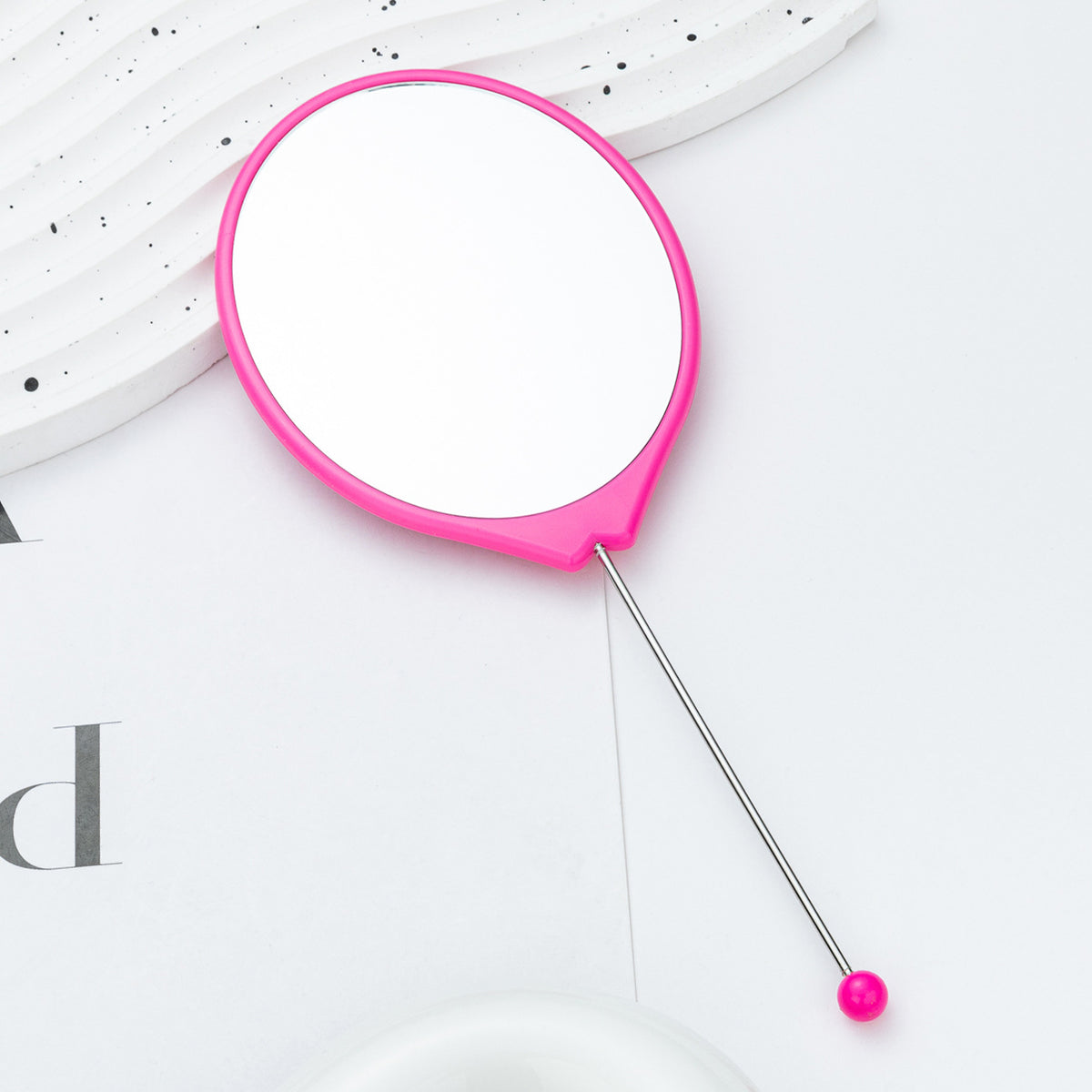 Beadable Plastic Mirror Handheld Oval