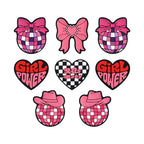 Silicone Focal Beads Pink Theme Heart Bow Disco Ball 20pcs 9