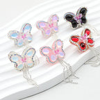 Butterfly Tassel Rhinestone Acrylic Beads 28mm 5pcs