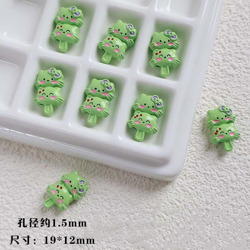 Double Kitty Stack Metal Beads 19mm Painted Alloy 10pcs 7