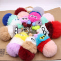 Plush Caterpillar Keychain Cute Pom Pom Embroidered Eyes Alloy Material 3
