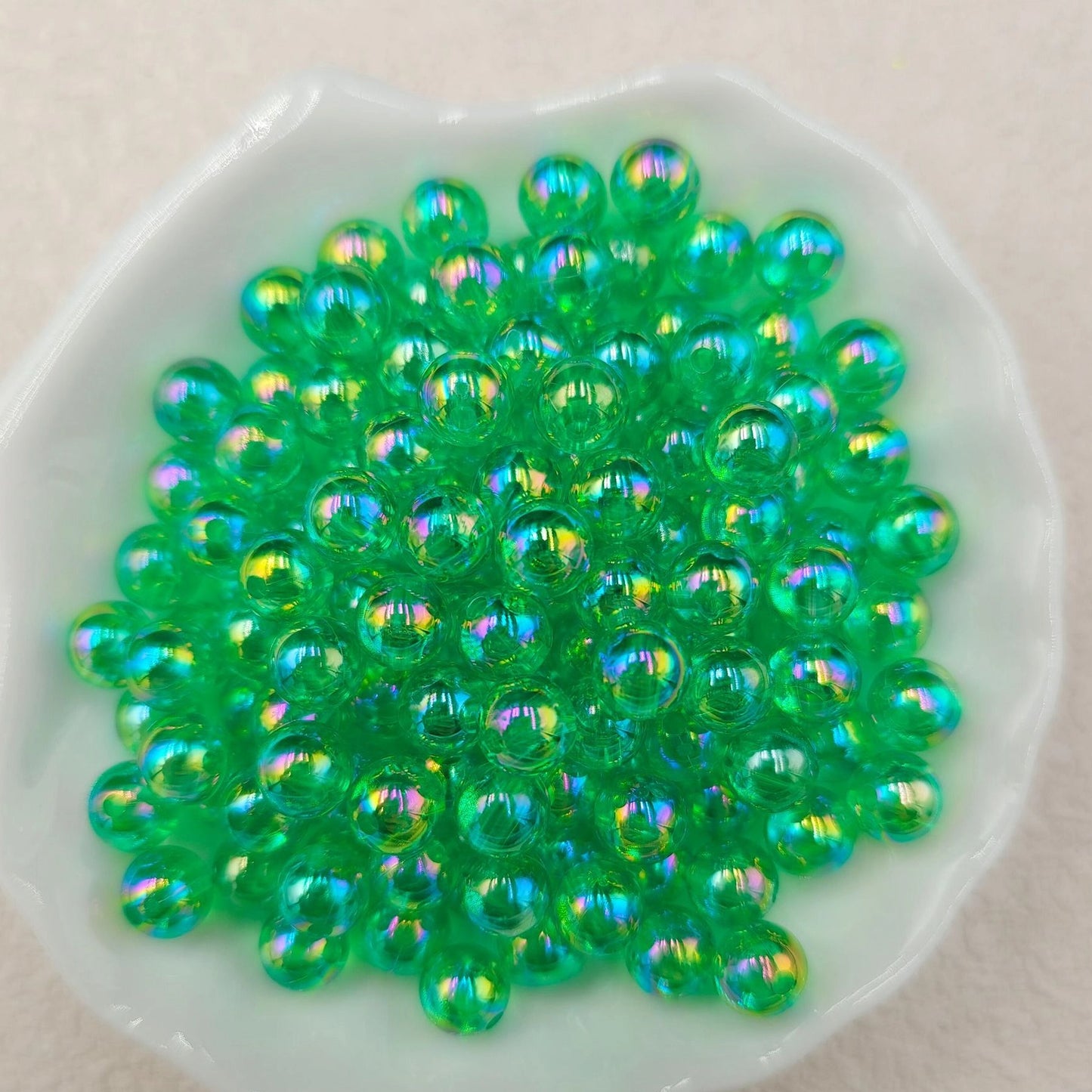Plating Round Acrylic Beads 10mm Iridescent Transparent 950pcs 24
