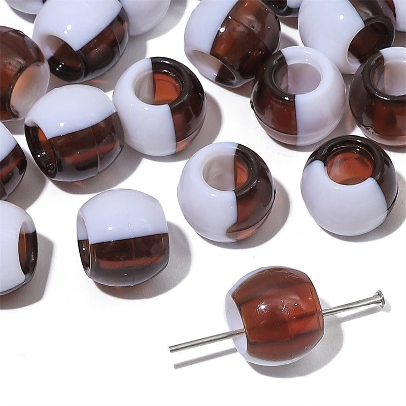 Large Hole Acrylic Beads 12mm Two-Tone Mixed Colors 60pcs 12