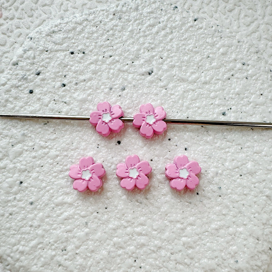 Flower Metal Beads 10mm Baking Painted Cherry Blossom 20pcs 8
